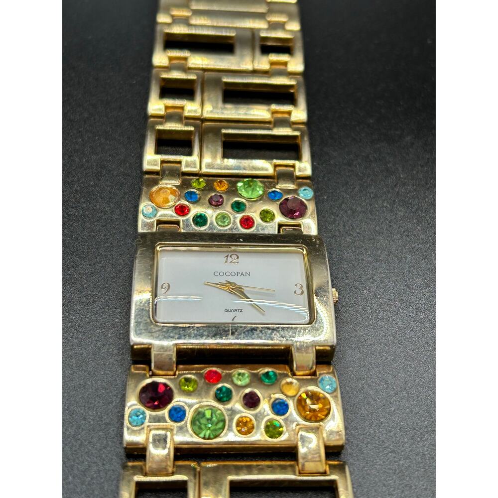 Suzanne Somers Gold Tone Crystal Bracelet Watch Multi-Color Rhinestone Dial - Picture 7 of 13